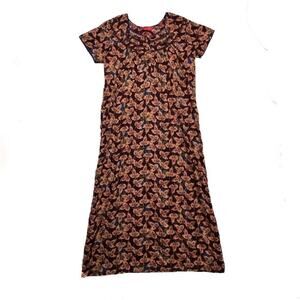 Juliet Floral Maxi Dress Prairie Lace Multicolor Short Sleeve Women's L Peasant